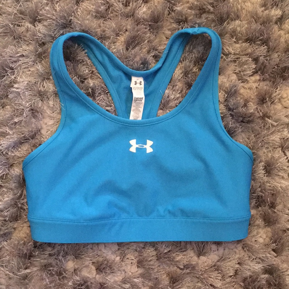 Blue under armor compression sports bra heat gear